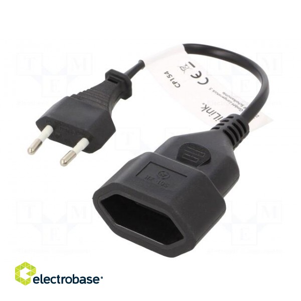 Cable | CEE 7/16 (C) socket,CEE 7/16 (C) plug | 0.2m | Sockets: 1