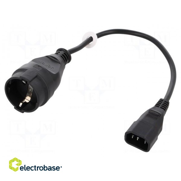 Cable | IEC C14 male,CEE 7/3 (F) socket | 0.3m | Sockets: 1 | black