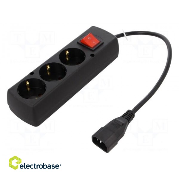 Cable | 3x1mm2 | CEE 7/3 (F) socket,IEC C14 male | PVC | 0.3m | black