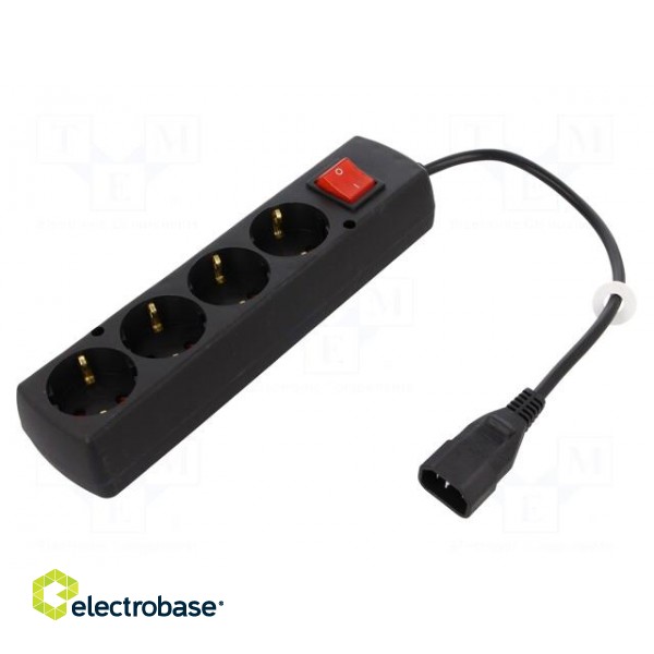 Cable | 3x1mm2 | CEE 7/3 (F) socket,IEC C14 male | PVC | 0.3m | black
