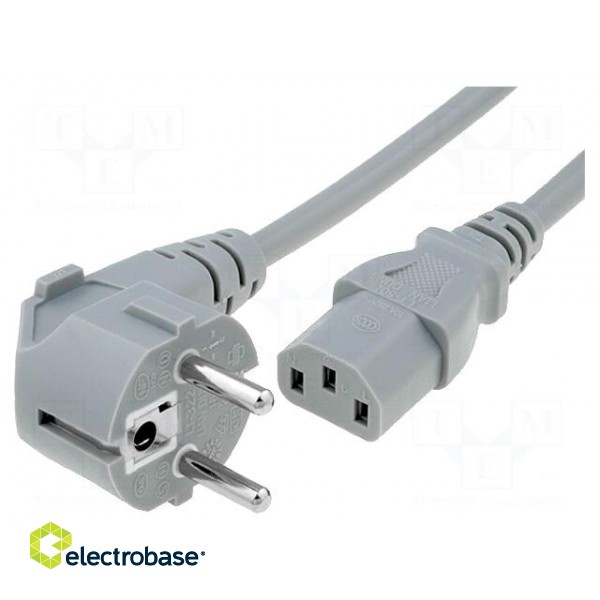 Cable | CEE 7/7 (E/F) plug angled,IEC C13 female | 1.5m | grey | PVC