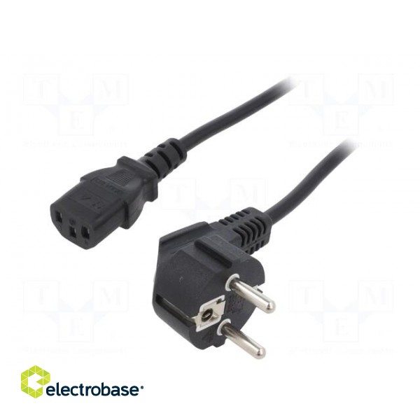 Cable | 3x0.75mm2 | CEE 7/7 (E/F) plug angled,IEC C13 female | PVC