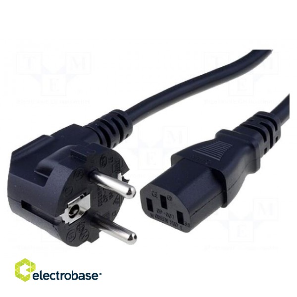 Cable | 3x0.75mm2 | CEE 7/7 (E/F) plug angled,IEC C13 female | PVC