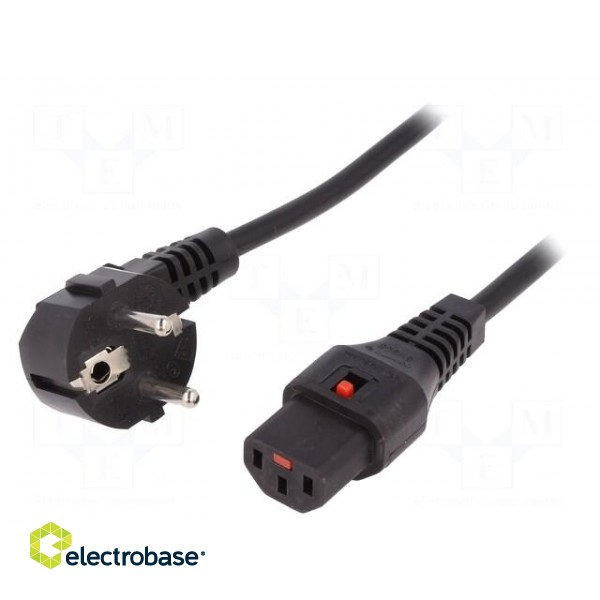 Cable | CEE 7/7 (E/F) plug angled,IEC C13 female | 5m | black | PVC