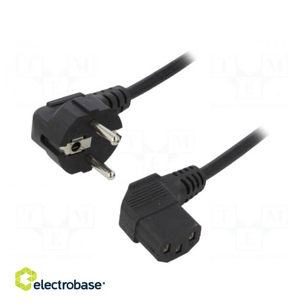 Cable | 3x0.5mm2 | CEE 7/7 (E/F) plug angled,IEC C13 female 90°
