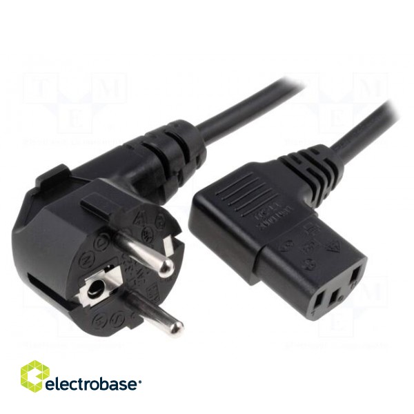 Cable | 3x0.75mm2 | CEE 7/7 (E/F) plug angled,IEC C13 female 90°