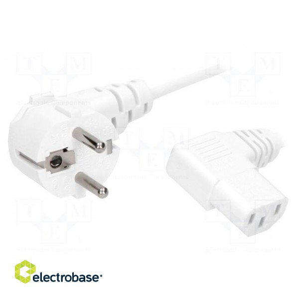 Cable | CEE 7/7 (E/F) plug angled,IEC C13 female 90° | 1.8m | PVC