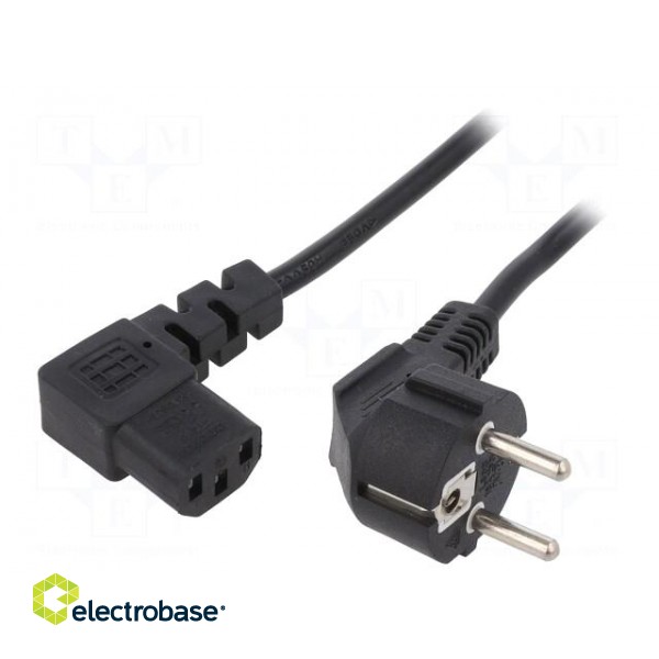 Cable | 3x1mm2 | CEE 7/7 (E/F) plug angled,IEC C13 female 90°