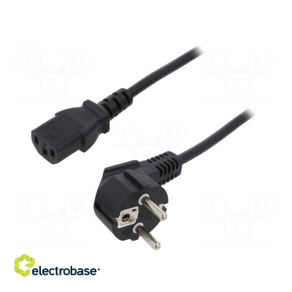 Cable | 3x0.75mm2 | CEE 7/7 (E/F) plug angled,IEC C13 female | PVC