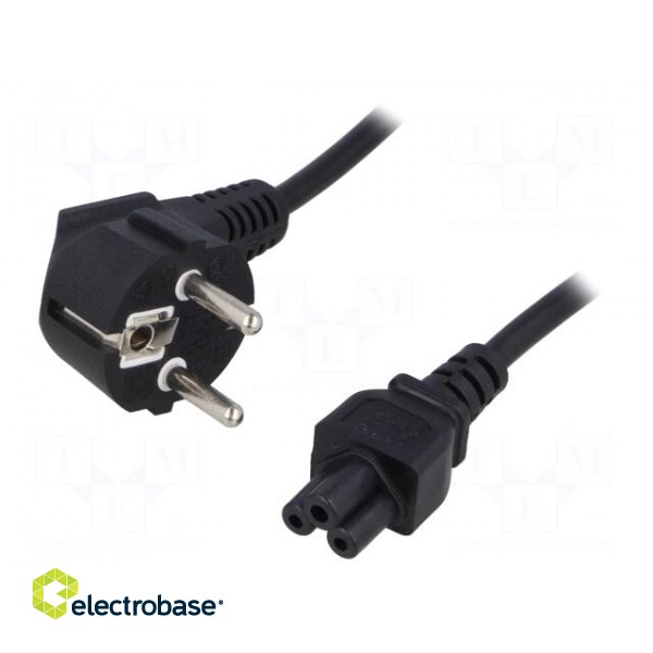 Cable | CEE 7/7 (E/F) plug angled,IEC C5 female | 1.4m | black