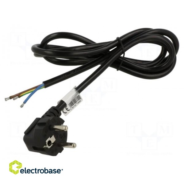 Cable | 3x1mm2 | CEE 7/7 (E/F) plug angled,wires | PVC | 1.5m | Schuko