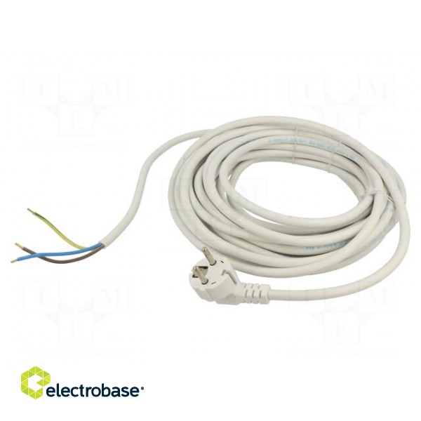 Cable | 3x1.5mm2 | CEE 7/7 (E/F) plug angled,wires | PVC | 10m | white