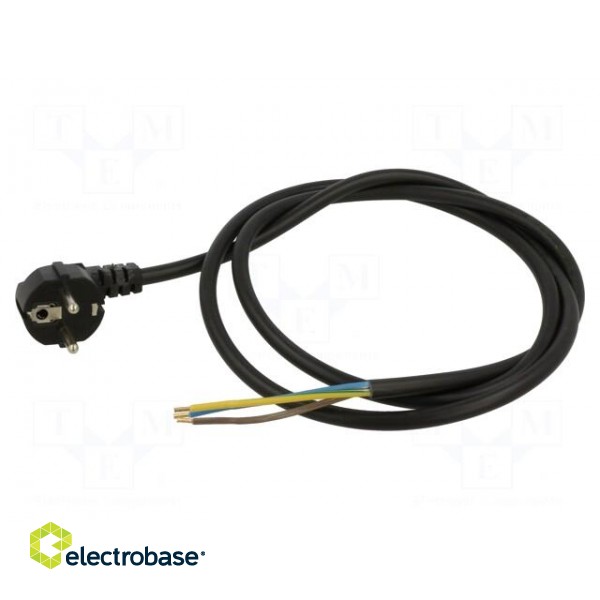 Cable | 3x1mm2 | CEE 7/7 (E/F) plug angled,wires | PVC | 3m | black