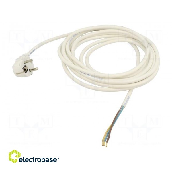 Cable | 3x1mm2 | CEE 7/7 (E/F) plug angled,wires | PVC | 3m | white
