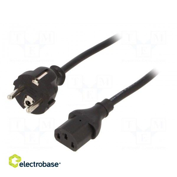 Cable | CEE 7/7 (E/F) plug,IEC C13 female | 1.8m | black | 16A | 250V