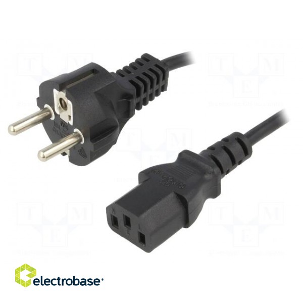 Cable | CEE 7/7 (E/F) plug,IEC C13 female | 1.8m | black | PVC | 10A