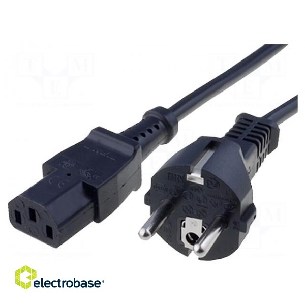 Cable | 3x1mm2 | CEE 7/7 (E/F) plug,IEC C13 female | PVC | 5m | black