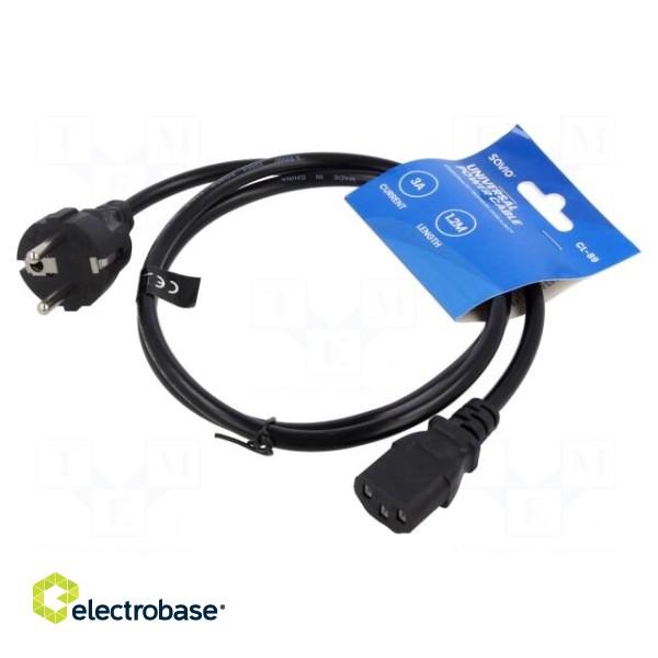 Cable | 3x0.75mm2 | CEE 7/7 (E/F) plug,IEC C13 female | PVC | 1.2m