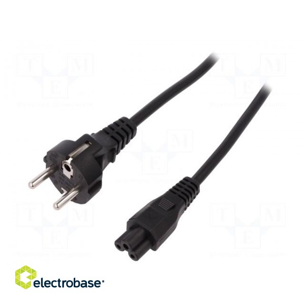 Cable | CEE 7/7 (E/F) plug,IEC C5 female | 1.2m | black | 10A | 250V