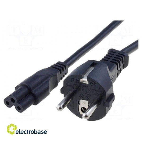 Cable | 3x0.75mm2 | CEE 7/7 (E/F) plug,IEC C5 female | PVC | 2m | 2.5A