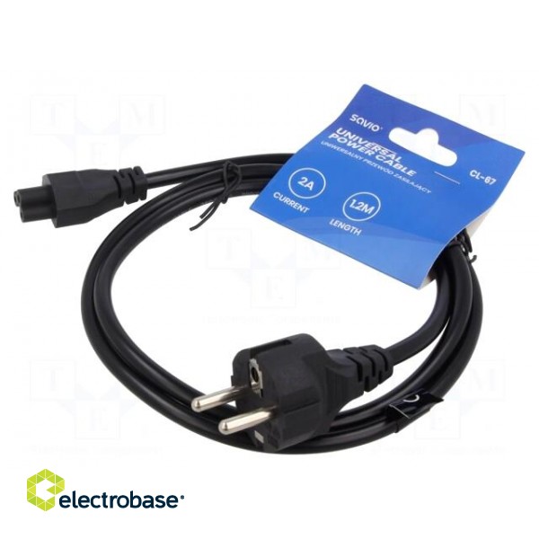 Cable | 3x0.75mm2 | CEE 7/7 (E/F) plug,IEC C5 female | PVC | 1.2m