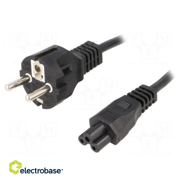 Cable | CEE 7/7 (E/F) plug,IEC C5 female | 1.5m | black | PVC | 2.5A