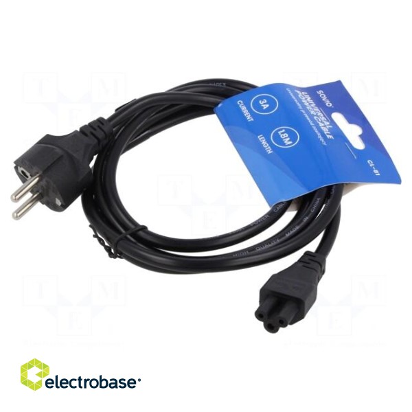Cable | 3x0.75mm2 | CEE 7/7 (E/F) plug,IEC C5 female | PVC | 1.8m