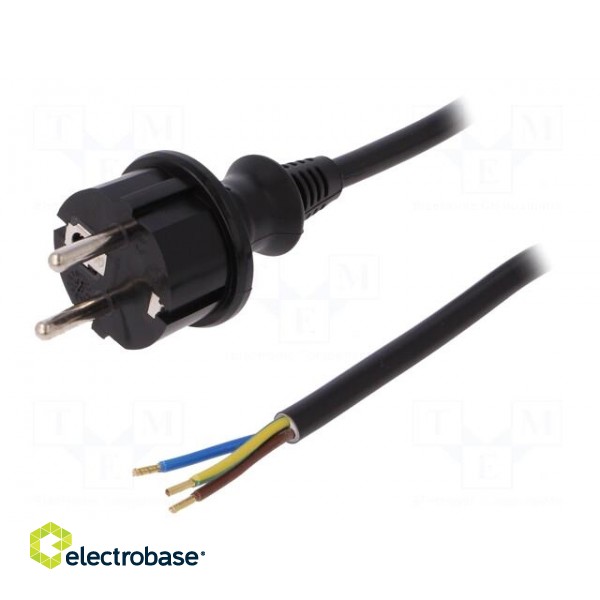 Cable | SCHUKO plug,CEE 7/7 (E/F) plug,wires | 1.5m | black | PVC