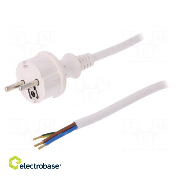 Cable | SCHUKO plug,CEE 7/7 (E/F) plug,wires | 1.5m | white | PVC