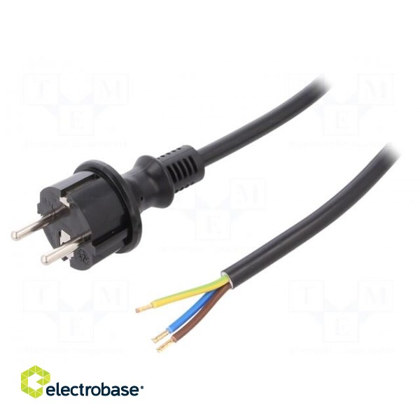 Cable | SCHUKO plug,CEE 7/7 (E/F) plug,wires | 5m | black | PVC | 16A