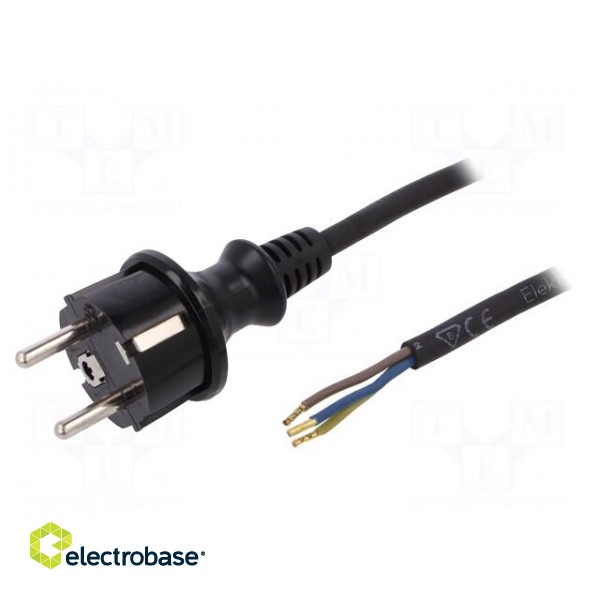 Cable | 3x1mm2 | CEE 7/7 (E/F) plug,wires,SCHUKO plug | rubber