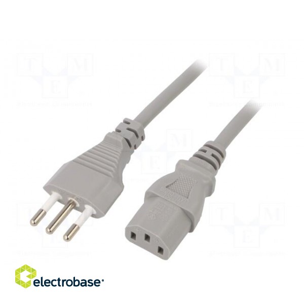 Cable | 3x1mm2 | CEI 23-50 (L) plug,IEC C13 female | PVC | 1m | grey