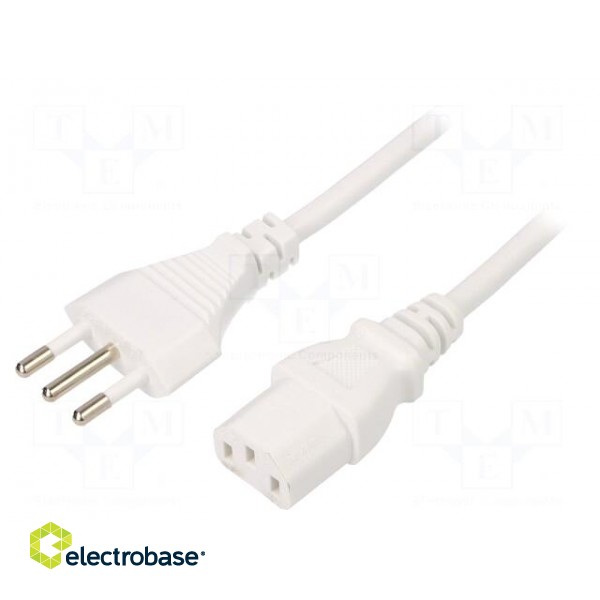 Cable | 3x1mm2 | CEI 23-50 (L) plug,IEC C13 female | PVC | 1m | white