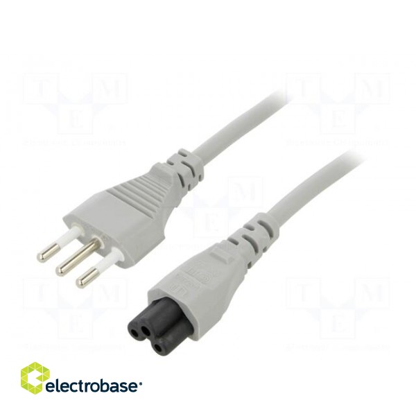 Cable | 3x0.75mm2 | CEI 23-50 (L) plug,IEC C5 female | PVC | 1m | 10A