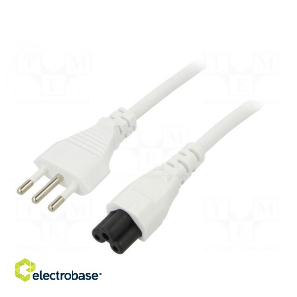 Cable | 3x0.75mm2 | CEI 23-50 (L) plug,IEC C5 female | PVC | 1m | 10A