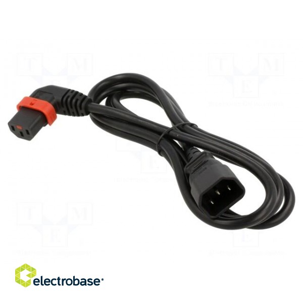 Cable | IEC C13 female 90°,IEC C14 male | 1m | black | 10A | 250V | IP20
