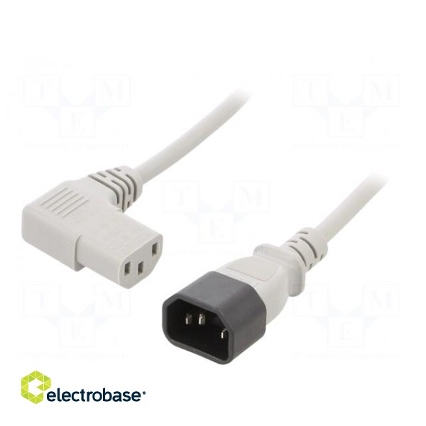 Cable | 3x0.75mm2 | IEC C13 female 90°,IEC C14 male | PVC | 1m | grey