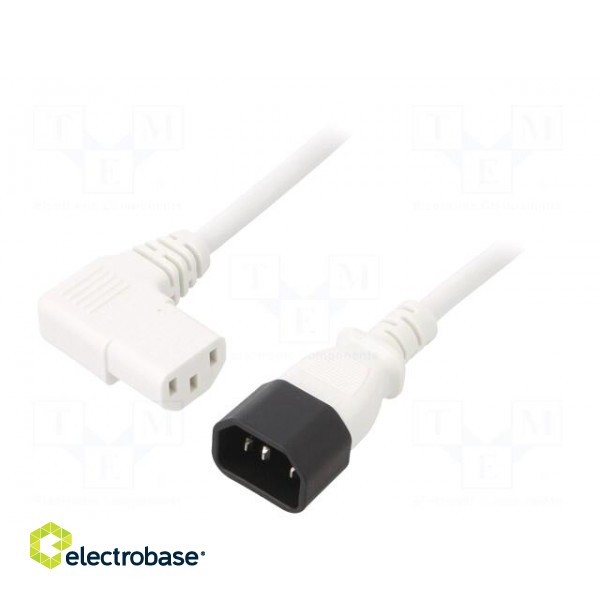 Cable | 3x1mm2 | IEC C13 female 90°,IEC C14 male | PVC | 3m | white