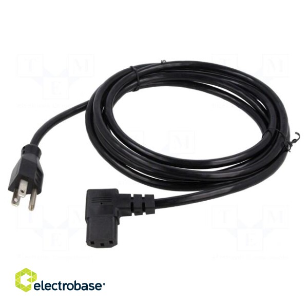 Cable | 3x18AWG | IEC C13 female 90°,NEMA 5-15 (B) plug | PVC | 2.3m