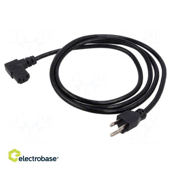 Cable | 3x16AWG | IEC C13 female 90°,NEMA 5-15 (B) plug | PVC | 2m