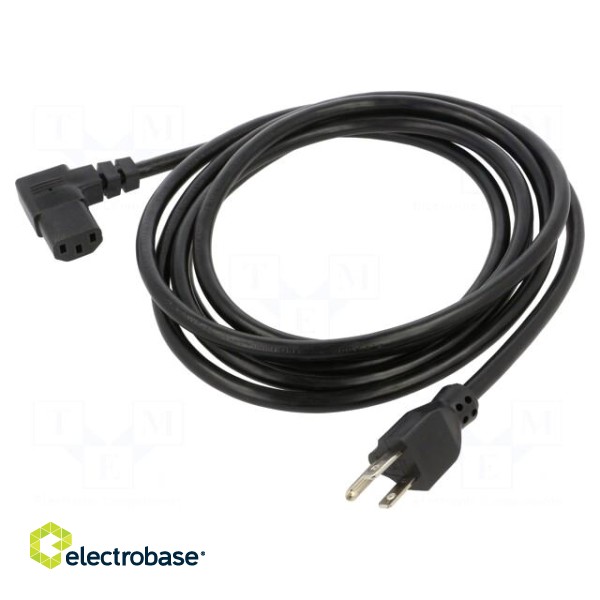 Cable | 3x16AWG | IEC C13 female 90°,NEMA 5-15 (B) plug | PVC | 3m