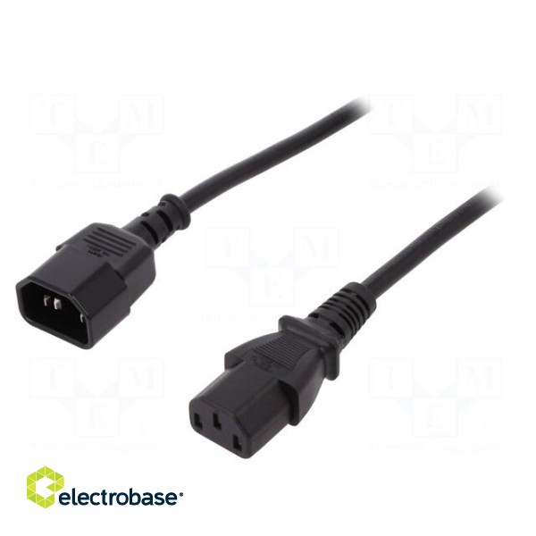 Cable | IEC C13 female,IEC C14 male | 1.2m | black | 10A | 250V
