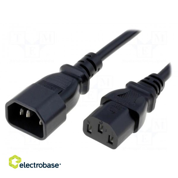 Cable | IEC C13 female,IEC C14 male | 1.8m | black | PVC | 3x0,75mm2
