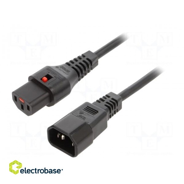 Cable | IEC C13 female,IEC C14 male | 2m | with IEC LOCK locking