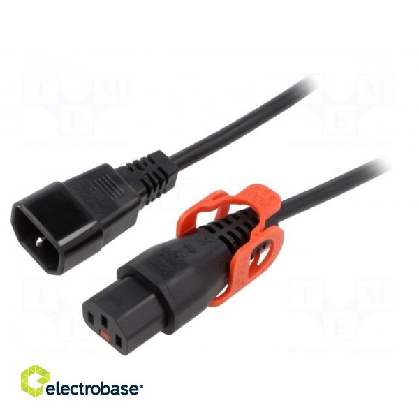 Cable | IEC C13 female,IEC C14 male | 3m | with IEC LOCK+ locking