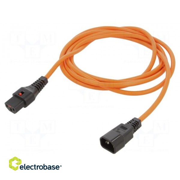 Cable | IEC C13 female,IEC C14 male | 3m | with IEC LOCK locking