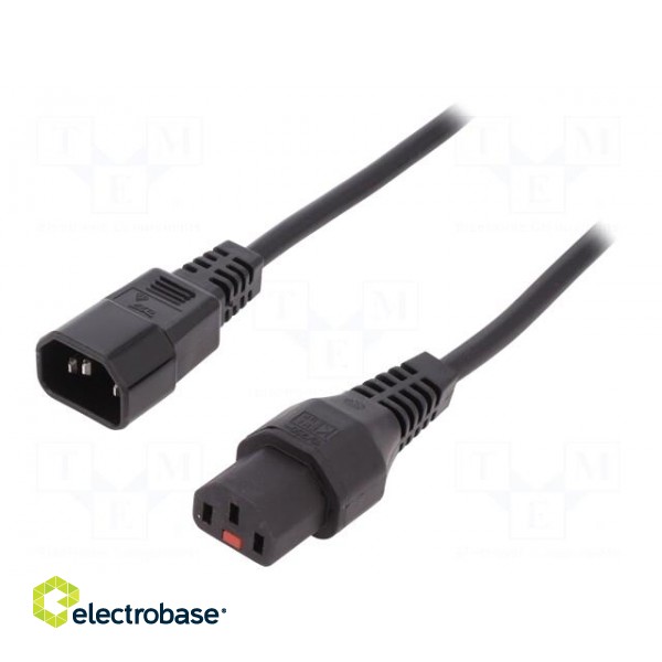 Cable | IEC C13 female,IEC C14 male | PVC | 3m | black | 10A | 250V