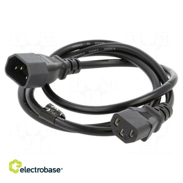 Cable | 3x0.75mm2 | IEC C13 female,IEC C14 male | PVC | 1.2m | black