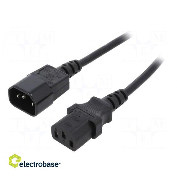 Cable | 3x0.75mm2 | IEC C13 female,IEC C14 male | PVC | 1.8m | black