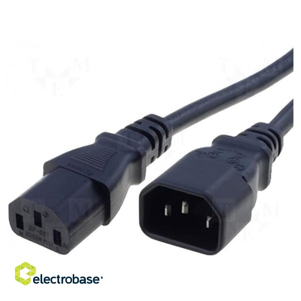 Cable | 3x1mm2 | IEC C13 female,IEC C14 male | PVC | 1m | black | 10A